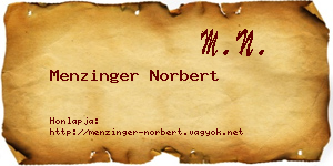 Menzinger Norbert névjegykártya